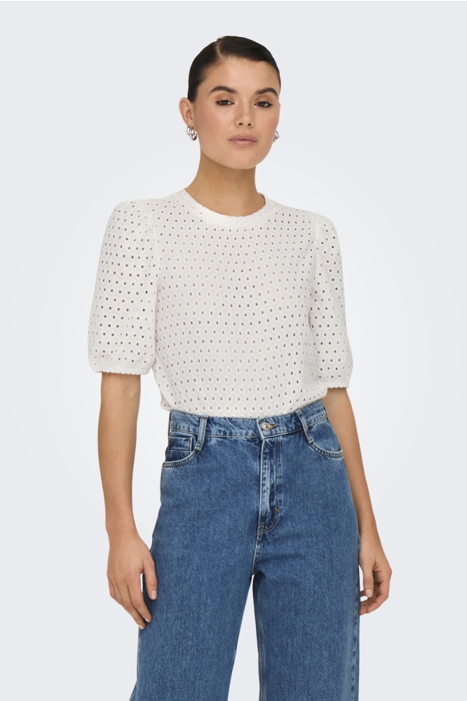 ONLELISA S/S O-NECK TOP BOX JRS 15346853 CLOUD DANCER